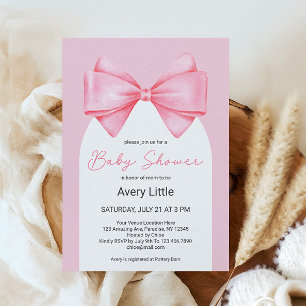 Invitation Coquette Bow rose moderne Baby shower fille