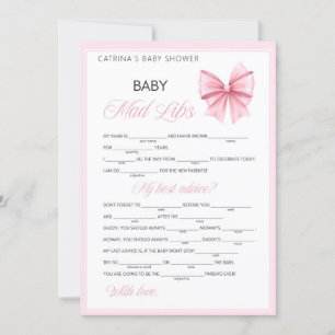 Invitation Coquette Bow rose - Nom modifiable, 5x7