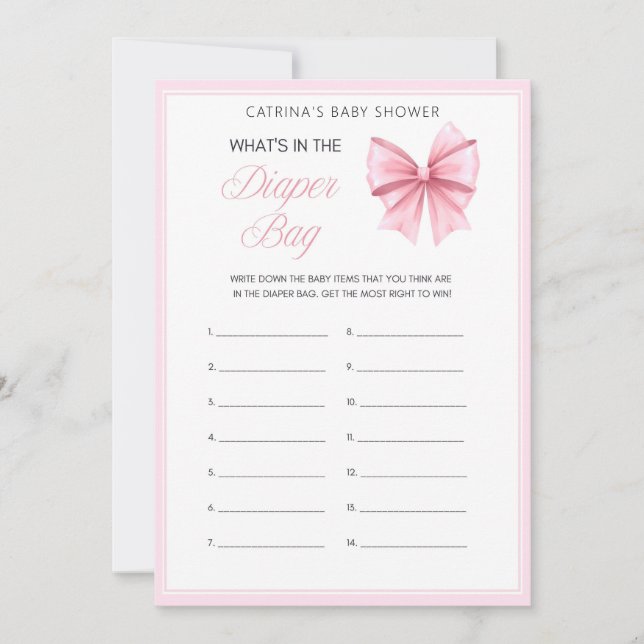 Invitation Coquette Bow rose - Nom modifiable, 5x7 (Devant)