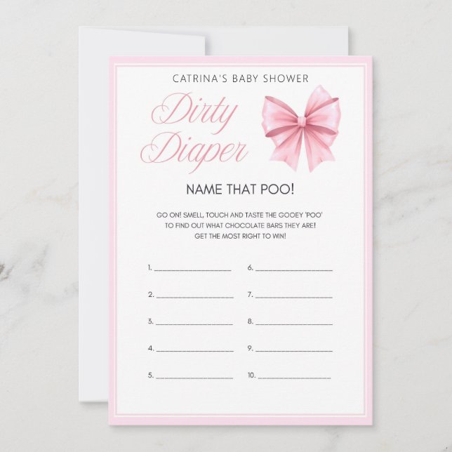 Invitation Coquette Bow rose - Nom modifiable, 5x7 (Devant)