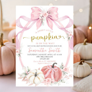Invitation Coquette Bow rose pâle Citrouille Baby shower fill