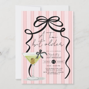 Invitation Coquette Bow rose pâle Martini Olive Anniversaire