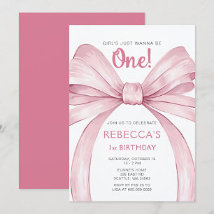 Invitation Coquette Bow rose Premier anniversaire