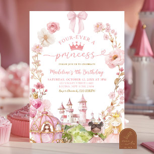 Invitation Coquette Bow rose Princess Kingdom 4e anniversaire