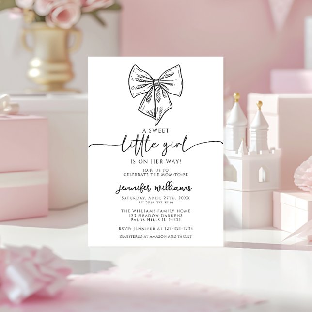Invitation Coquette Bow Sweet Baby Girl Douche (Créateur téléchargé)