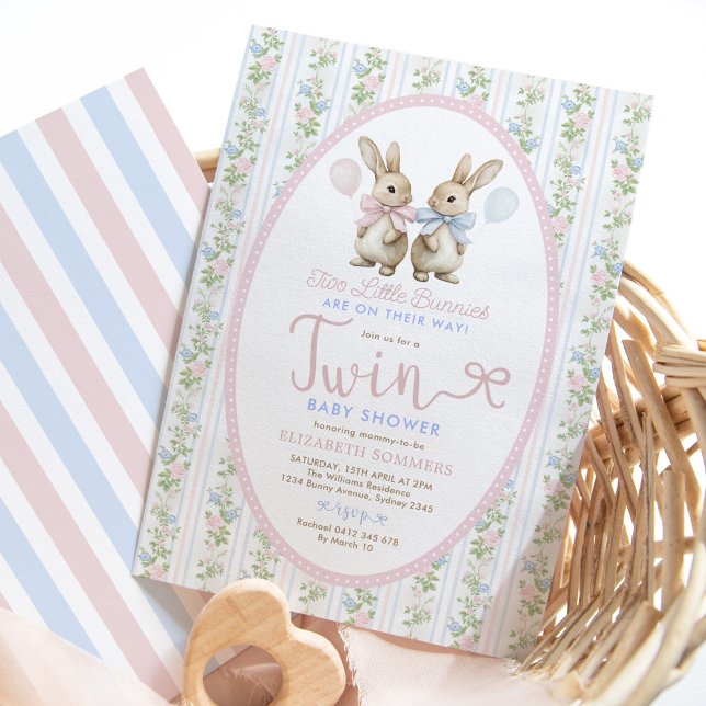 Invitation Coquette Bunny Balloon garçon fille Baby shower ju (Créateur téléchargé)