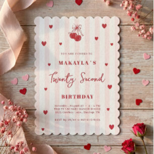 Invitation Coquette Cerise 22e Anniversaire Esthétique