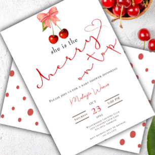 Invitation Coquette cerise sur le dessus Bébé fille douche In