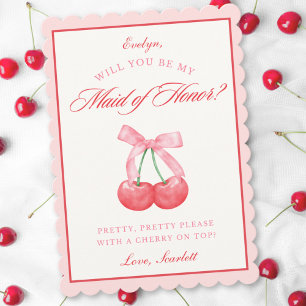 Invitation Coquette Cherry Maid of Honor Nom personnalisé Pro