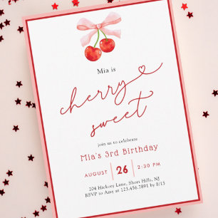 Invitation Coquette Cherry Sweet 2e 3e anniversaire