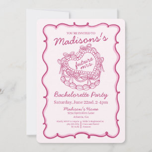 Invitation Coquette Coeur Coquette Câble rose Bow Bachelorett