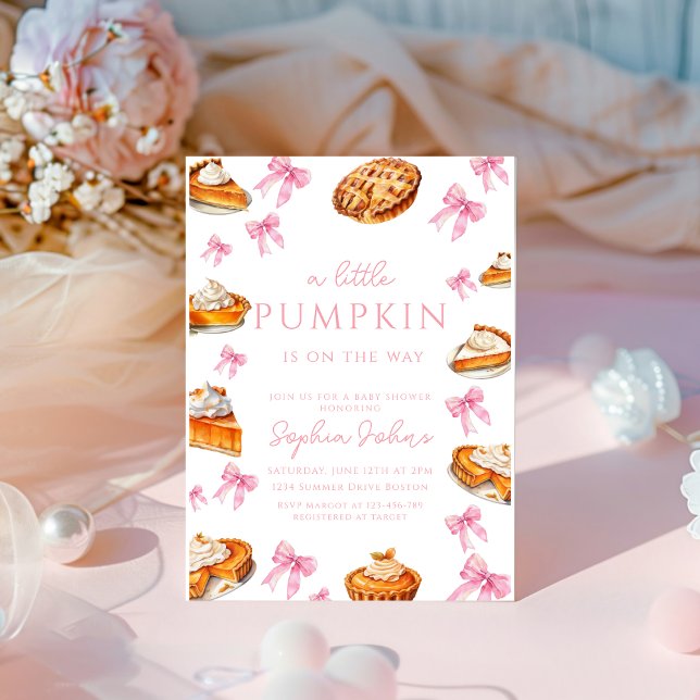 Invitation Coquette Cutie Pie Sweet Pink Bow Baby shower (Créateur téléchargé)