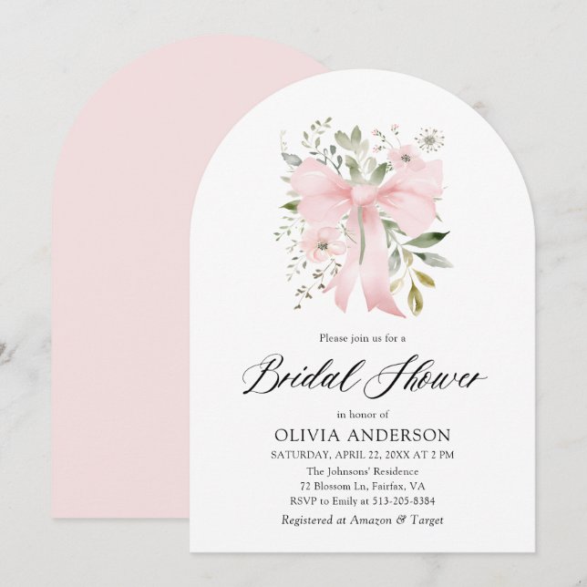 Invitation Coquette de la botte rose moderne Fête des mariées (Devant / Derrière)