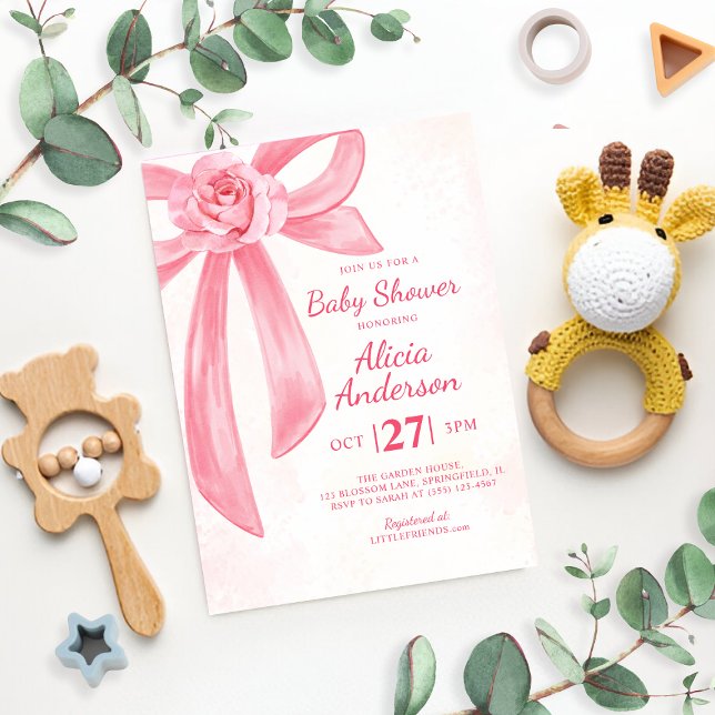Invitation Coquette de la chèvre rose vif moderne bébé fille (Créateur téléchargé)