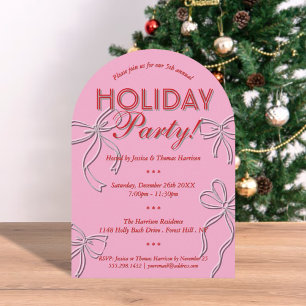 Invitation Coquette Dessinée À La Main Bows Fête de Noël