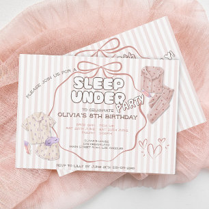 Invitation Coquette dormir sous la fête rose rayures annivers