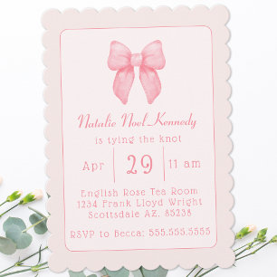 Invitation Coquette Fête des mariées esthétique mignonne Bow 