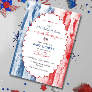 Invitation Coquette Fête Prénatale Fille Américaine 4 Juillet