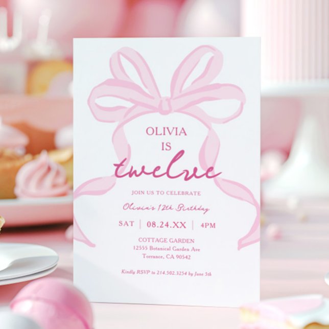 Invitation Coquette fille cabot rose filles 12e fête d'annive (Créateur téléchargé)