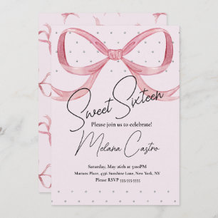 Invitation Coquette Filles Bow Rose Sweet 16 Anniversaire