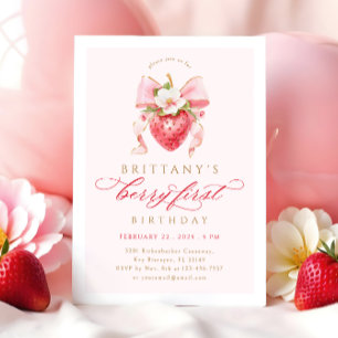 Invitation Coquette Floral Berry Premier anniversaire