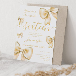 Invitation Coquette Gold Bow Sweet 16 Party