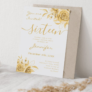 Invitation Coquette Gold Sweet 16 Floral Glam