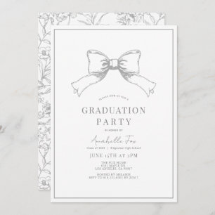 Invitation Coquette Grey Bow Ribbon Graduation Party