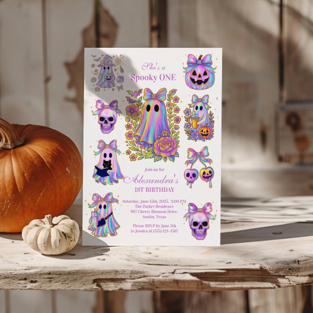 Invitation Coquette Irridescente Spooky ONE Halloween (Créateur téléchargé)