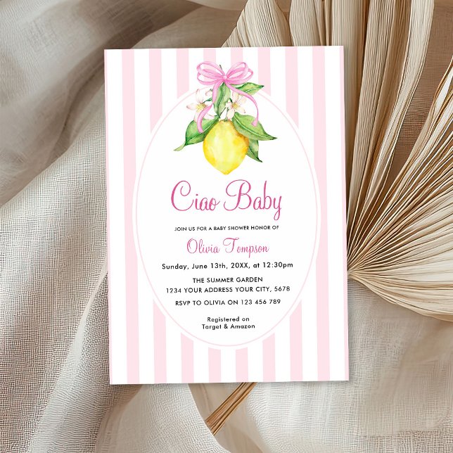 Invitation Coquette Lemon Rose Ciao Baby Shower (Créateur téléchargé)