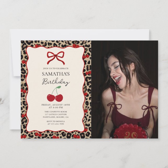 Invitation Coquette Leopard Cheetah Girl Birthday Photo (Devant)