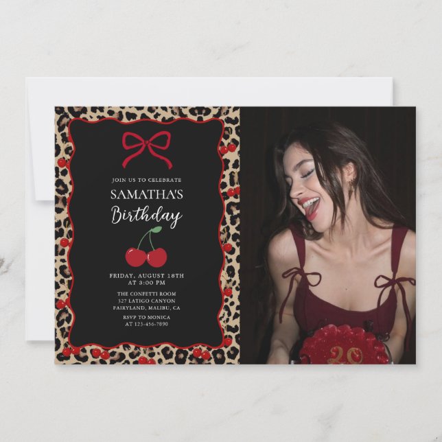 Invitation Coquette Leopard Cheetah Girl Birthday Photo (Devant)