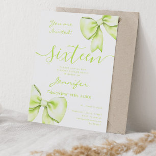 Invitation Coquette Lime Green Bow Sweet 16 Anniversaire
