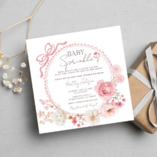 Invitation Coquette minimaliste rose pâle saupoudrer bébé