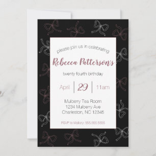 Invitation Coquette noire esthétique Black Bow Feminine Party