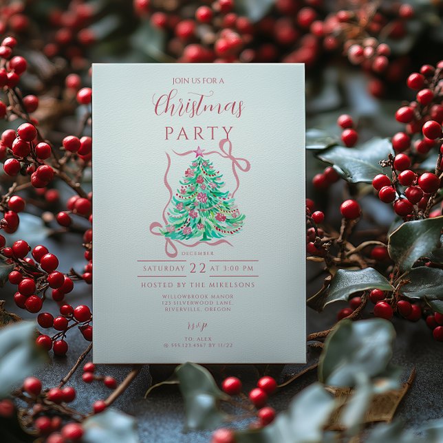 Invitation Coquette Pink Bow Christmas (Créateur téléchargé)