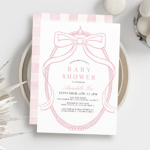 Invitation Coquette Pink Bow/Ruban Tiara Girl Baby shower