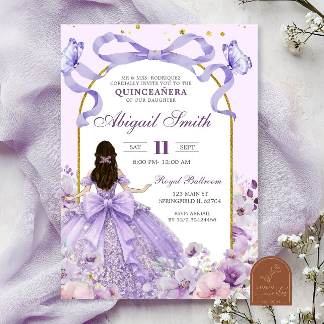 Invitation Coquette pour Quinceanera avec un Ruban (Créateur téléchargé)
