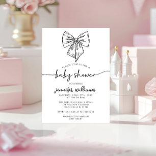 Invitation Coquette Preppy Cute Bow Baby Girl Douche