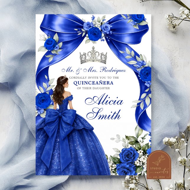 Invitation Coquette Princesse Bleu Marine pour Qui (Créateur téléchargé)