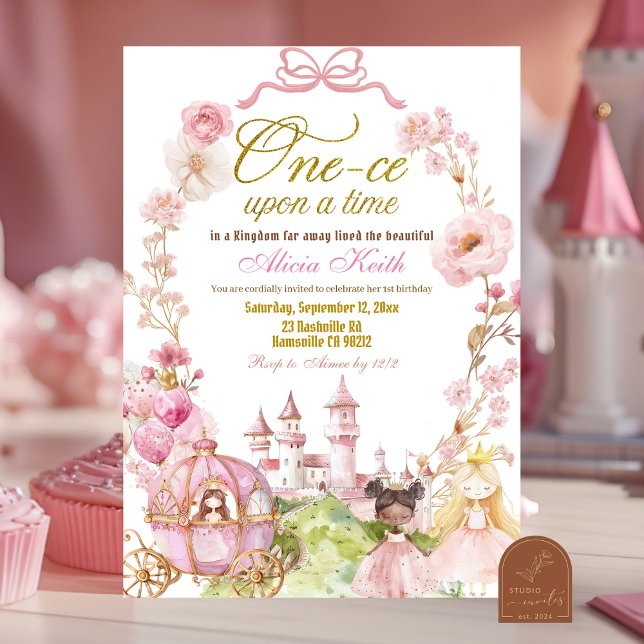 Invitation Coquette Princesse Royaume Premier Anniversaire Ru (Créateur téléchargé)