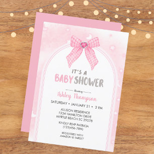 Invitation Coquette rose Baby shower de la corneille