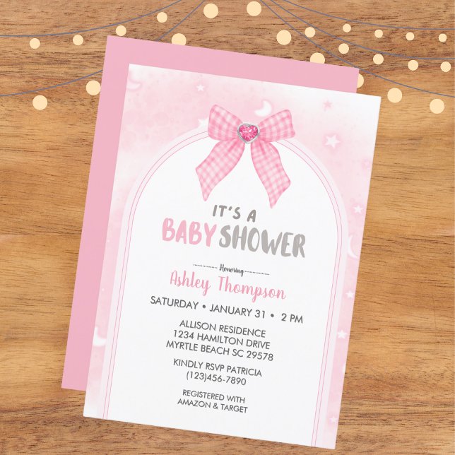 Invitation Coquette rose Baby shower de la corneille (Créateur téléchargé)