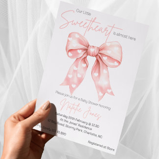 Invitation Coquette rose Baby shower de la corneille