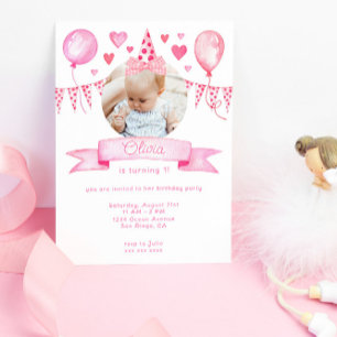 Invitation Coquette Rose Bow Baby Girl Anniversaire Fête