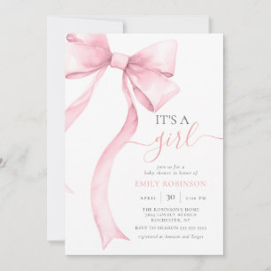 Invitation Coquette rose Bow C'est un Baby shower fille En vi