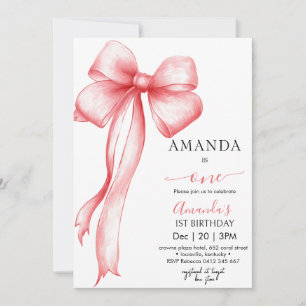 Invitation Coquette Rose Bow fille Anniversaire