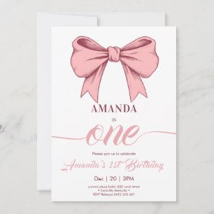 Invitation Coquette Rose Bow Girl Anniversaire