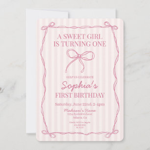 Invitation Coquette rose Bow Pastel Anniversaire