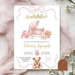 Invitation Coquette rose Carriage Baby shower de fille islami<br><div class="desc">Baby shower de transport pour bébés,  Baby shower Brown d'ours,  Baby shower de transport pour garçons roses,  Baby shower pour filles musulmanes.</div>